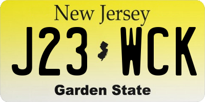 NJ license plate J23WCK