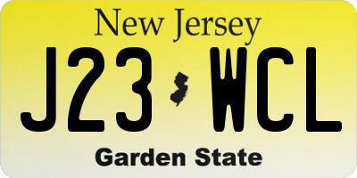 NJ license plate J23WCL