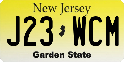 NJ license plate J23WCM