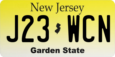 NJ license plate J23WCN