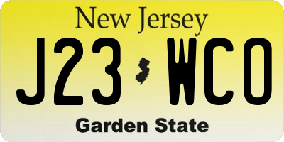 NJ license plate J23WCO