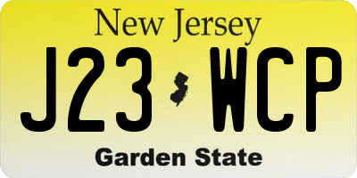 NJ license plate J23WCP