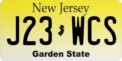 NJ license plate J23WCS