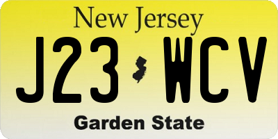 NJ license plate J23WCV