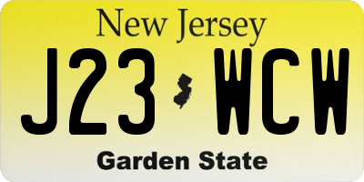 NJ license plate J23WCW