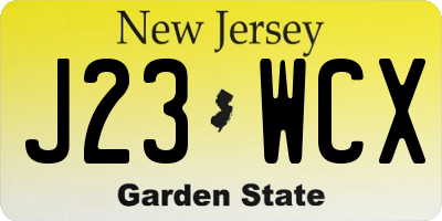 NJ license plate J23WCX