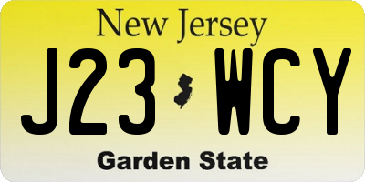 NJ license plate J23WCY