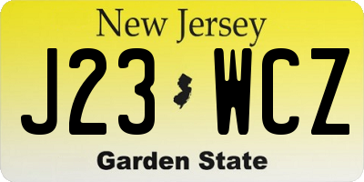 NJ license plate J23WCZ
