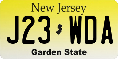 NJ license plate J23WDA