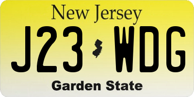 NJ license plate J23WDG