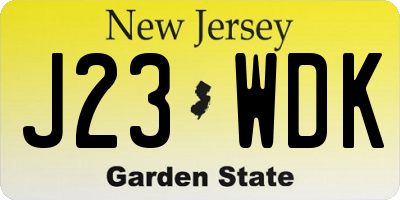 NJ license plate J23WDK