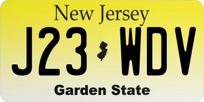 NJ license plate J23WDV