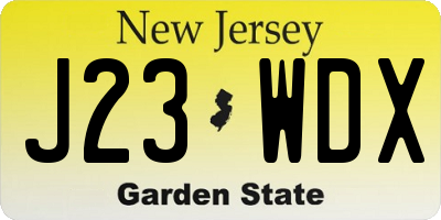 NJ license plate J23WDX