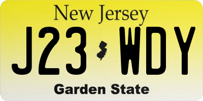 NJ license plate J23WDY