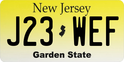 NJ license plate J23WEF
