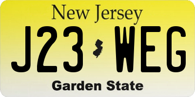 NJ license plate J23WEG