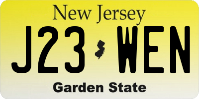 NJ license plate J23WEN