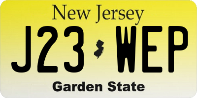 NJ license plate J23WEP