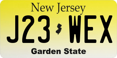 NJ license plate J23WEX