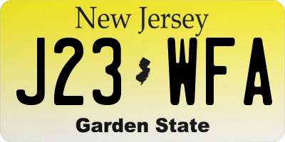 NJ license plate J23WFA
