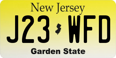 NJ license plate J23WFD