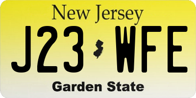 NJ license plate J23WFE
