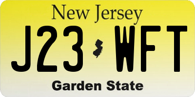 NJ license plate J23WFT