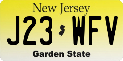 NJ license plate J23WFV