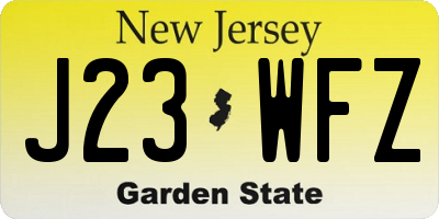 NJ license plate J23WFZ