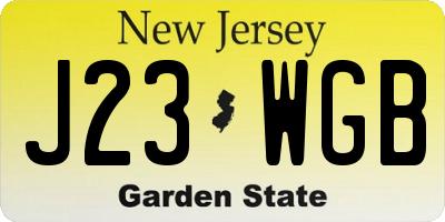 NJ license plate J23WGB