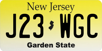 NJ license plate J23WGC