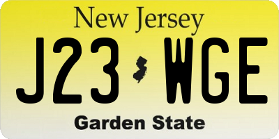 NJ license plate J23WGE