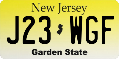NJ license plate J23WGF