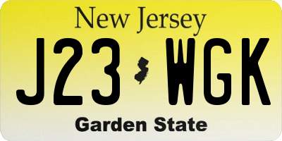 NJ license plate J23WGK