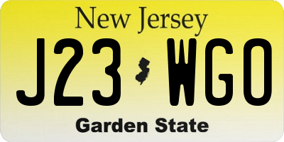 NJ license plate J23WGO