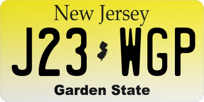 NJ license plate J23WGP