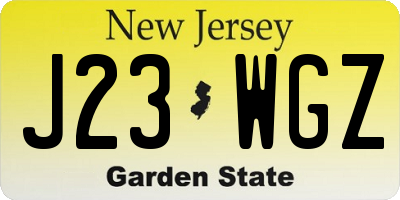 NJ license plate J23WGZ
