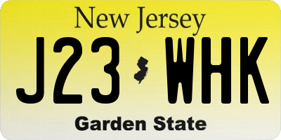 NJ license plate J23WHK