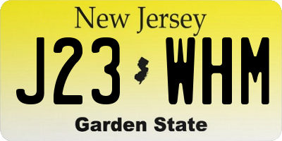 NJ license plate J23WHM
