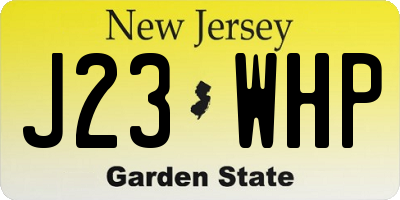 NJ license plate J23WHP