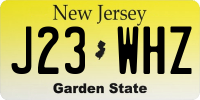 NJ license plate J23WHZ