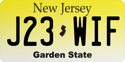 NJ license plate J23WIF