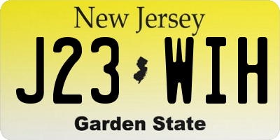 NJ license plate J23WIH