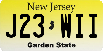 NJ license plate J23WII