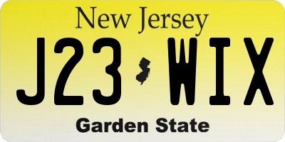 NJ license plate J23WIX