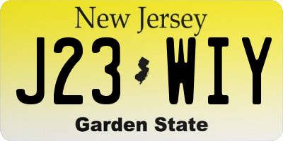 NJ license plate J23WIY