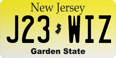 NJ license plate J23WIZ
