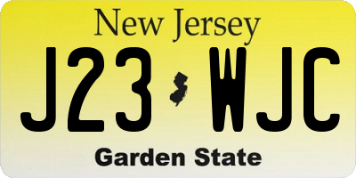 NJ license plate J23WJC