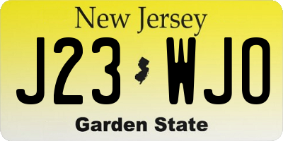 NJ license plate J23WJO