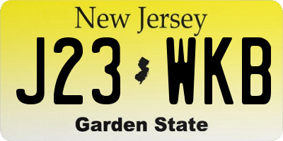 NJ license plate J23WKB